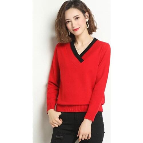 Size S-5XL New Cashmere Sweater Women Autumn Winter 2021 Casual Fashion V-Neck Long Sleeve Basic Loose Knitted Pullover Sweater