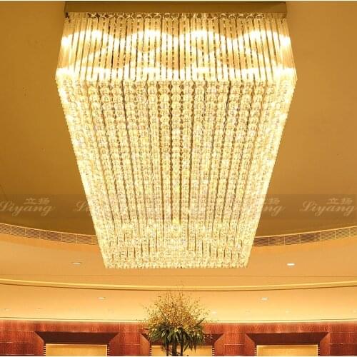 Luxury living room rectangular single-layer crystal ceiling lamp jewelry store hall light hotel lobby light villa corridor light