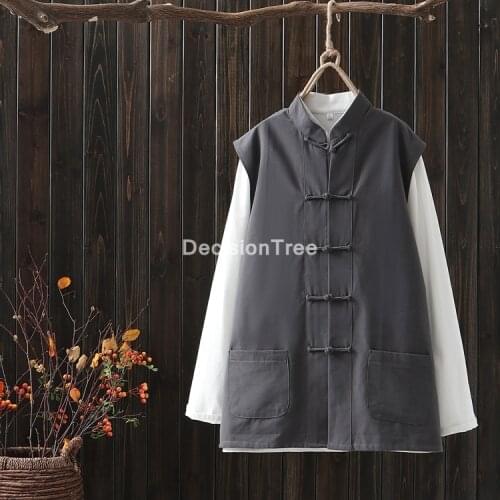 2021 cotton traditional chinese tang suit top clothes men kung fu tai uniform vest chinese hanfu tees breathable men vest