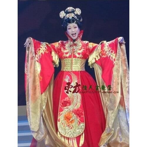 Unisexual Splendid Red Beauty Chiense Goddess Chang'E Costume Performance Stage Costume Li Yugang Cross-gender Cosplay Clothes
