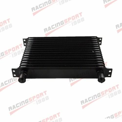 Universal 15 Row 10AN AN10 Engine Transmission Oil Cooler Trust Style Black