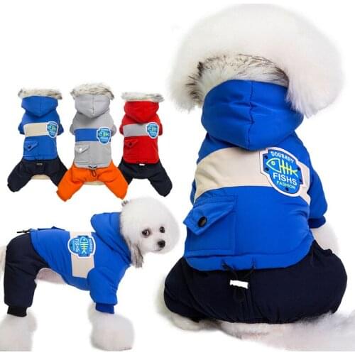Windproof Dog Winter Clothes Down cotton Coat pet Jacket Warm Dog Jumpsuit four feet Puppy Hoodie Clothing for small dogs