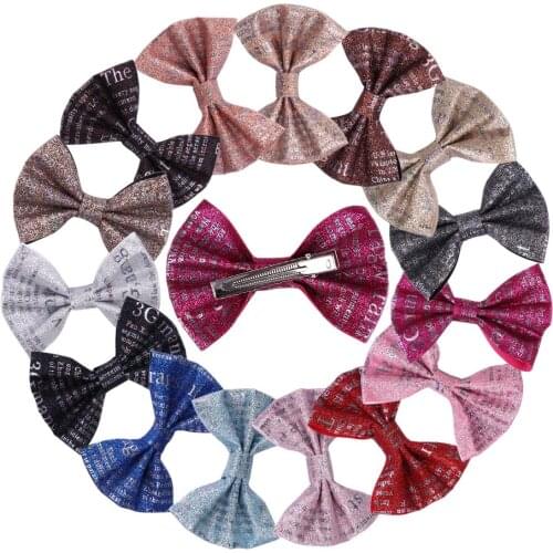 XIMA 15pcs/lot Girls Sparkly 4inch Glitter Hair Bows Alligator Hair Clips Glitter Sequins Big Bows Clips For Women