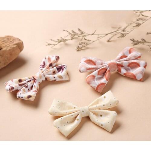 2021 new retro chiffon floral bow hairpin spring clip contracted top clip back head clip edge hair ornaments girl