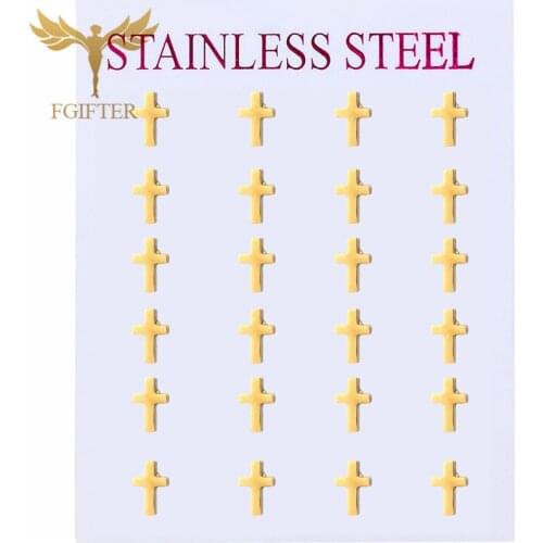 Mini Cross Earrings Gold Stainless Steel Men Women Accessories Religious Jewelry Unisex Small Stud Earrings