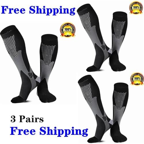 1/2/3/4/5/6/7 Pairs Compression Socks Fit Varicose Veins Football Soccer Stockings 30Mm Men Women Socks For Running Cycling Sock