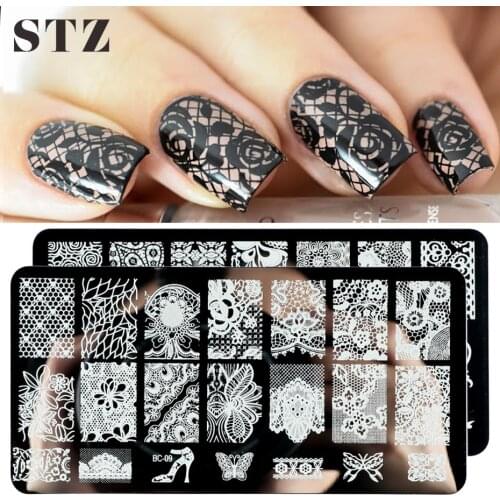 1pcs Nail Stamping Plate Lace Lines Flowers Leaf Butterfly Nail Art Stamp Printing Template Stencil Mold Polish Manicure BC01-20