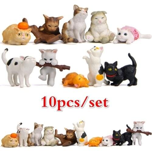 10 Pcs Cat Colorful Creative Landscaping Doll Miniature Garden Miniatures Figurine Home Decor