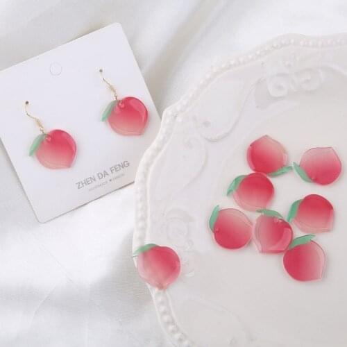 10PCS DIY Jewelry Accessories Sweet Pink Peaches Resin Charms Fruit Peach Pendants Earrings Floating Material Handmade Hairpin