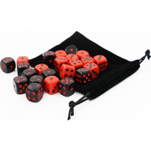 24 pc/bag Dice Classic Collection 16mm Counting Dice Red Dice Black Dot Black Dice Red Dot Board Game Set Dice
