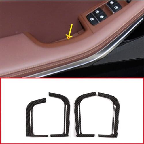 4pcs Carbon Fiber Style For BMW X5 G05 2019 Year ABS Chrome Car Door Storage Box Decorative Frame Trim Accessories