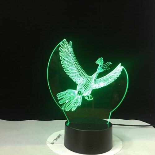 7 Colorful USB Bird 3D Illusion Lamp Bedroom Sleep Light LED Table Lamp Child Night Lights Crow Christmas Gifts
