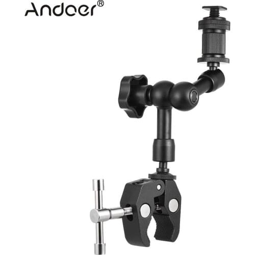 7inch Friction Arm Super Clamp Mount Adjustable Articulating Arm Plier Clip for Field Monitor LED Light Flash Microphone