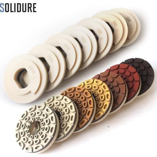 7pcs/set 5 inch 125mm diamond edge polishing pads with snail backer lock for wet polishing granite marble engineered stone edge