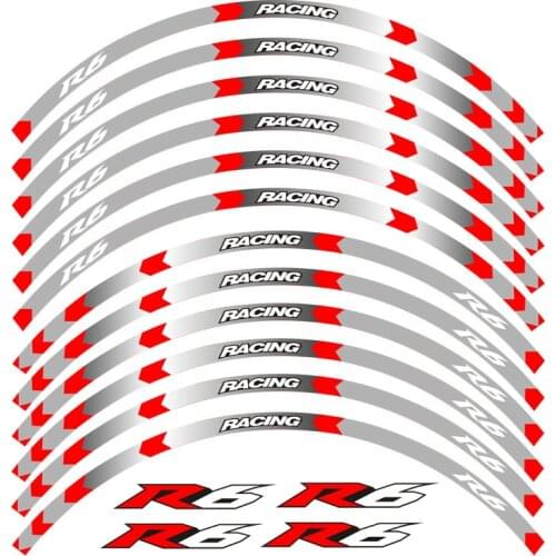 8 color for YAMAHA YZF R6 motorcycle 17inch wheel decals Reflective stickers rim stripes YZF R6 motorbike YZF R6