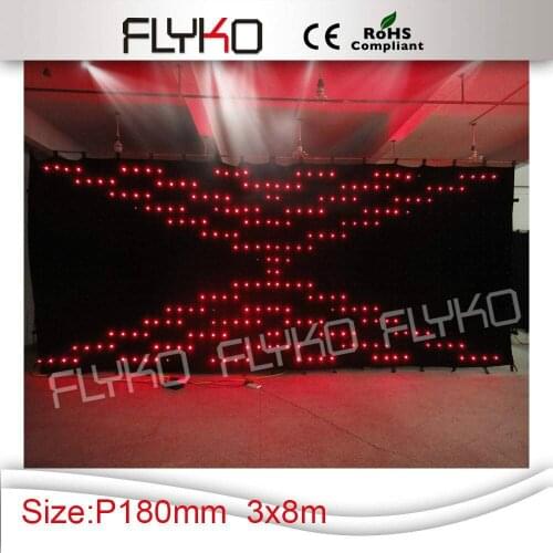 Free shipping P18 3*8 led video curtain for stage backdrop