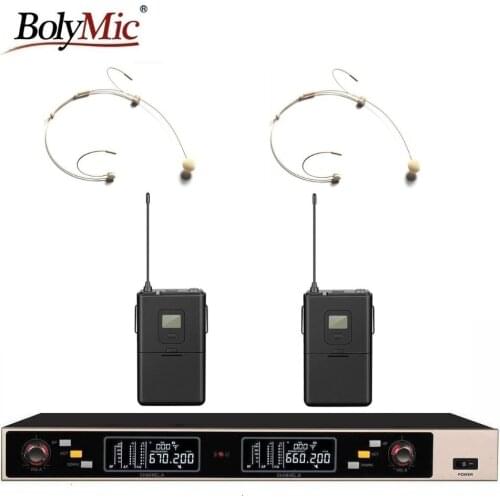 Bolymic 200 Channels wireless microphone Headset Professional UHF Wireless Microphone