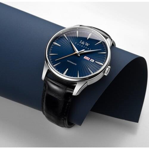 Fashion Blue Watch For Men Brand CARNIVAL Automatic Watch Japan Movement Sapphire Waterproof Double Calender Reloj Hombre 2021