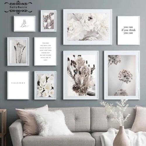 Flower Peony Tulip Magnolia Lavender Grass Wall Art Canvas Painting Nordic Posters and Prints Picture for Living Room Home Decor