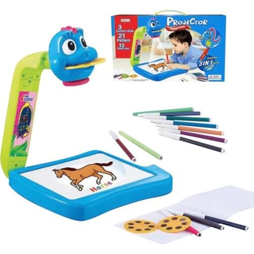 Kids Intelligent Educational Electronic Painting Projector Machine Set Sketcher The Picture Art Drawing Funny Desktop Game Toy