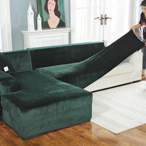 Elastic Thicken Velvet Sofa Cover for Living Room Sofa Towel Corner Couch Covers All-inclusive Sectional L Shape Seat Slipcovers