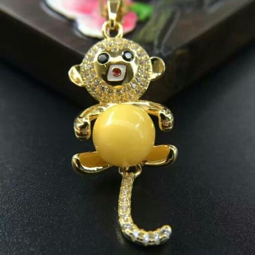 Exquisite natural beeswax enrichment Monkey Pendant