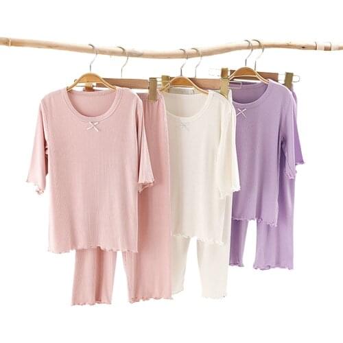 Casual Cotton Basic Style Kids 2Pcs Sets Age For 2 - 8 Years Baby Girls T-Shirt+Pants 2021 New Summer Children Family Clothes