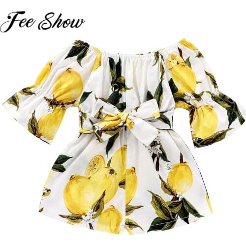 Summer Baby Girl Rompers Newborn Baby Clothes Cotton Off-Shoulder Floral Bow-tie Waist Jumpsuit Baby Girl Playsuit Clothing 3M