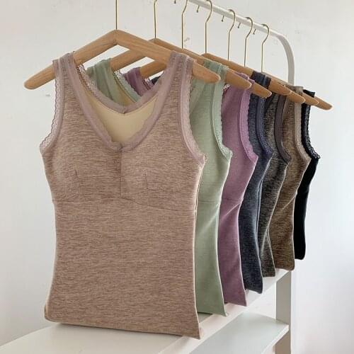 Early Autumn Camisole Womens Clothing Plus Size 2021 New V-Neck Lace Side Breast Wrap Vest Large Stretch Underwear Tank Top L25