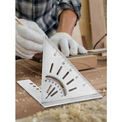Multifunctional Stainless Steel Triangle 45/90 Degree Gauge Angle Ruler Measuring Woodworking Measurement Straight Tool