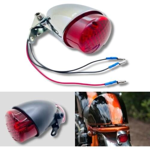 Yecnecty Motorcycle Tail Rear Light Black ABS Housing+Metal Bracket Motorbike Brake Stop Lamp For Cafe Racer Honda Kawasaki