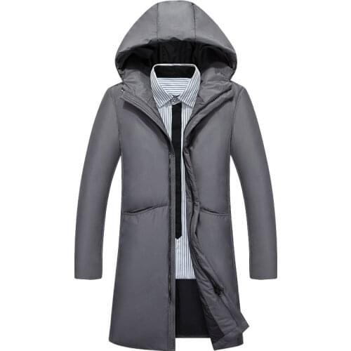 2020 Winter New Mens Down Jacket Ultralight Duck Down Warm Coat Black Long Thick Hooded Jacket Male Windproof Overcoat Parka