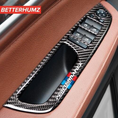 Carbon Fiber Sticker Car Window Lifter Switch Control Panel Trim Cover M performance Decals For BMW X5 X6 E70 E71 2009-2013