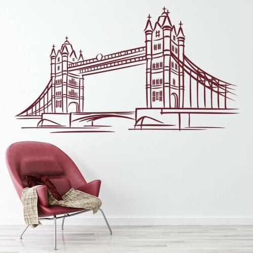 Wall Sticker Tower Bridge of London Landmark Art Mural Glass Vinyl Stickers Artist Studio Office Bedroom Interior Decor Q018