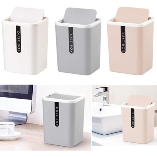 Desktop Recycling Trash Can Small Mini Garbage Can Plastic Dustbin with Shake Cover for Home Office Kitchen мусорное ведро