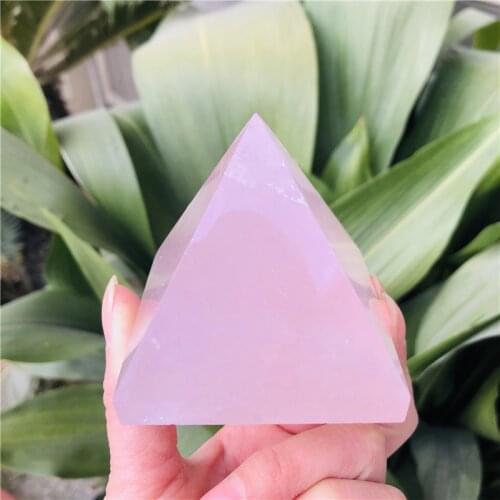 Natural Rose Quartz Pyramid Stone Crystal Feng Shui Healing Specimens Wicca Decor Decorative Stones