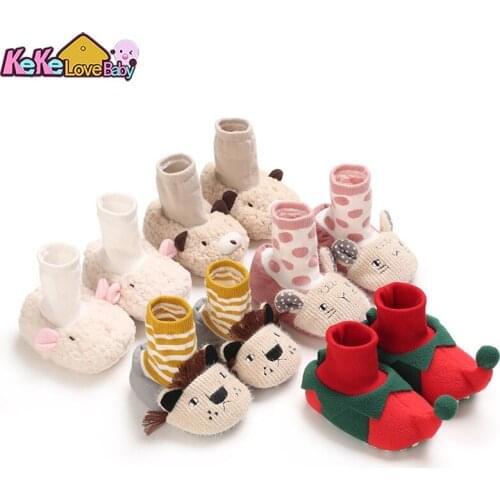 Newborn Baby Socks Shoes Boy Girl Toddler First Walkers Animals Booties Cotton Comfort Soft Anti-slip Winte Warm Infant Shoes