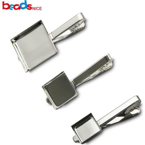 Wholsale Brass Tie Clip brand elegant mens tie pins with 18mm square tie clip blank for diy jewelry finding ID23538