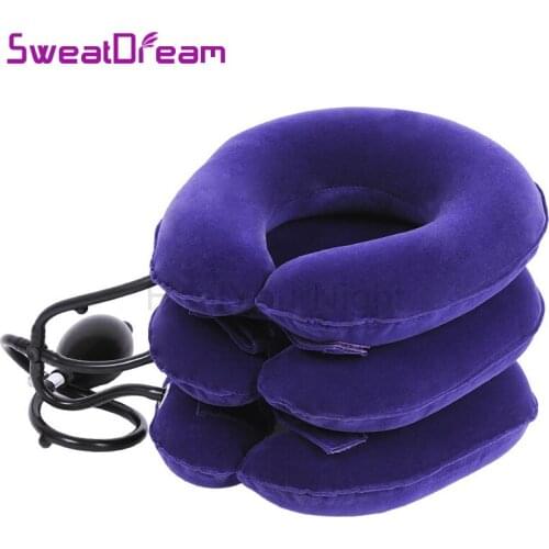Full Velvet U Neck Pillow Air Inflatable Neck Massage Pillow Cervical Brace Neck Pillow Travel Pillow Under The Neck Traction