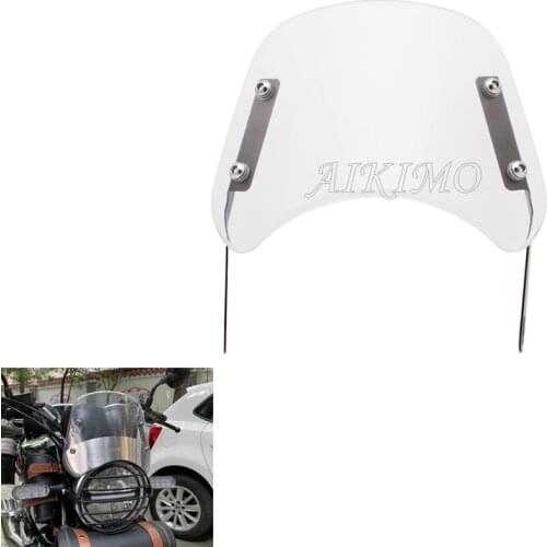 Clear ABS Motorcycle Windshield Airflow Adjustable Windscreen Wind Deflector For 5-7" Headlights Universal