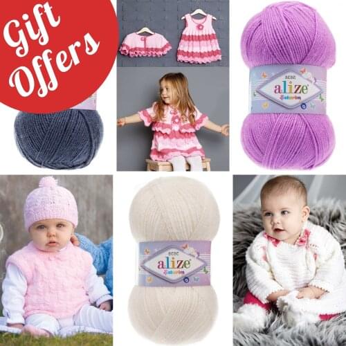 Alize Sekerim Bebe 5 Ball Hand Knitting Yarn, 100 grams 320 meters, Acrylic, Autumn/ Winter Season, Thread, Crochet, Clothes, Baby, Cardigan, Blouse, Quality, Thin, Hobby, Women, Packs, Palmie, Made In Turkey – DIY