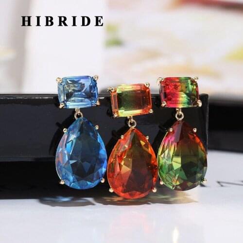 HIBRIDE Luxury Womens Vintage Earrings AAA Cubic Zircon Drop Earrings Water Drop Design Fashion Jewelry for Girl E-531