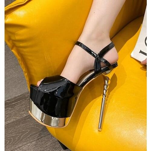 Womens High Heels Sandals 13cm Sexy Stripper Party Pumps Shoes Women Gladiator Platform Candy Color Sandals2021