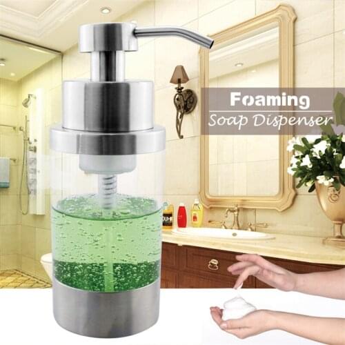 SUS 304 Stainless Steel Foaming Soap Dispenser Pump Bottle Bathroom Kitchen Countertop Refillable Accessory Acrylic 250ML