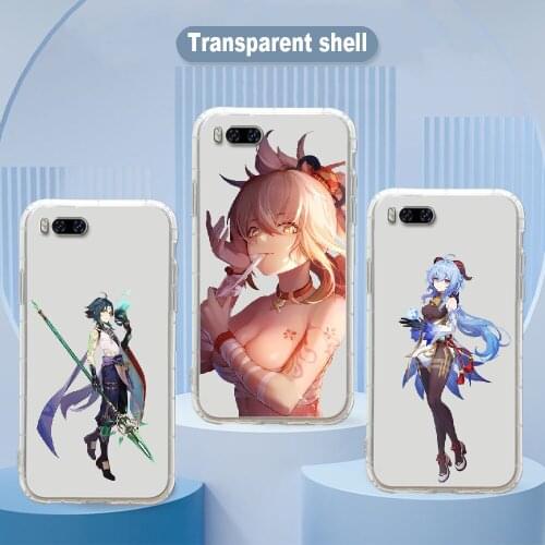 Genshin Impact Phone Case Transparent For Xiaomi Mi Max Note 3 A2 A3 8 9 9T 10 Lite Pro Ultra transparent tpu cell cover fashion