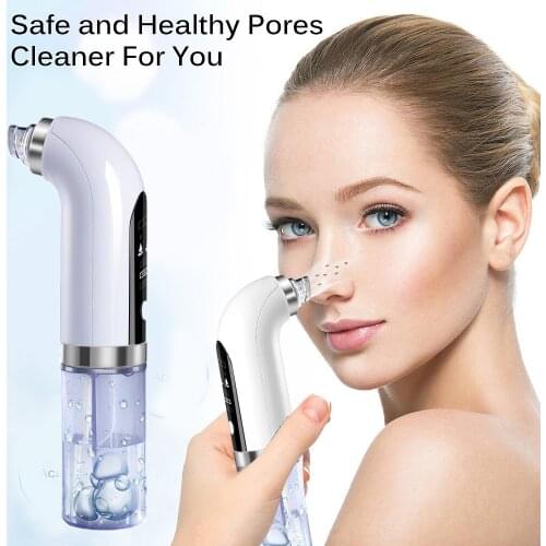 Microbubble Blackhead Remover Vacuum Suction LCD Rechargeable Small Bubble Pore Acne Skincare Electric Face Nose Cleaner Device