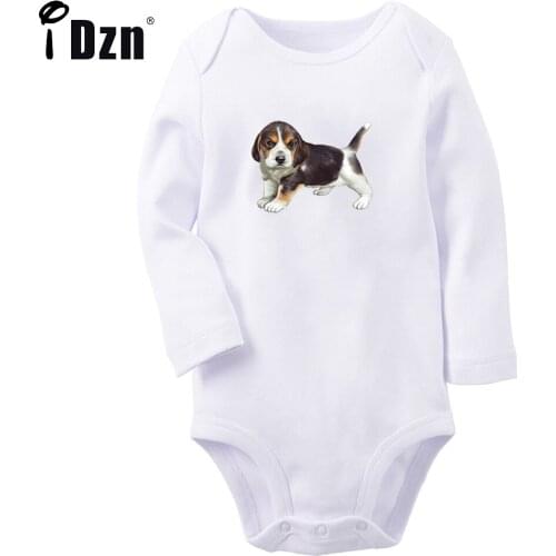 IDzn Baby Boys Baby Girls Spring Funny Animal Dog Bodysuit Newborn Lovey Dog Autumn Clothing Cute Puppy Rompers Cotton Jumpsuits