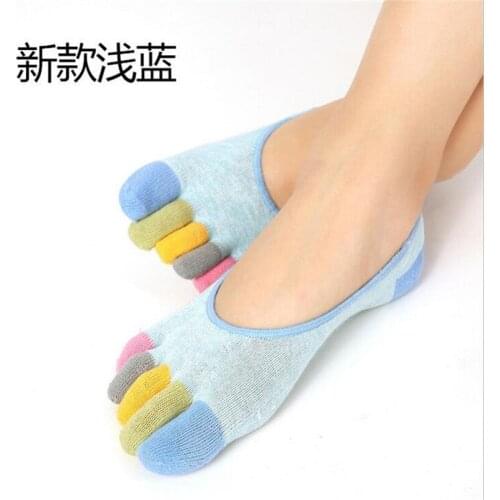 YZ-S-HS-0020 Spring and summer invisible ship socks cotton non-slip silicone five finger socks shallow mouth cotton five toe soc