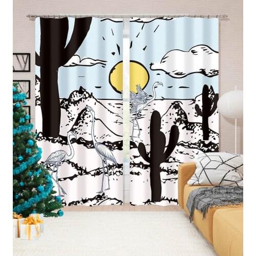 Personalized Landscape 3D Printing Curtain Adult Bedroom Curtain Living Room Curtain Shade Fabric Custom Hook Decorative Curtain