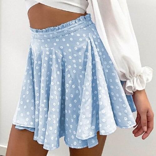 2021 New Women A Line Mini Skirts Floral Daisy Print Skirt for Girls High Waisted Skirt Sexy Kawaii Bottom Women Clothes